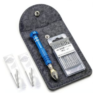 Hand Pin Vise by Mio 110 with 16 Drill Bits Blue Precision Tool-0