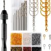 Hand Drill Set Harqa Pin Vise with 10 Bits, 600 Screws, 15 Rings-0