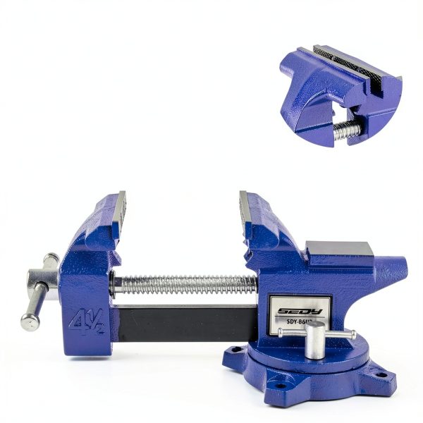 Heavy Duty Bench Vise 4.5 Inch: Table Clamp Woodworking Vice Press Drill Tools Workbench Wood Metal Pipe Work Shop Block Swivel Slide Cross Welding Machine Kit Milling Grip Precision Magnetic Jaw Pad-6