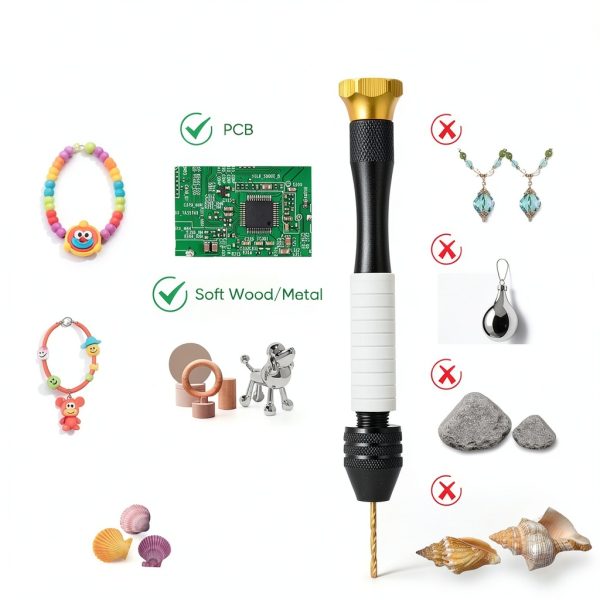 Pin Vise Hand Drill Korwuira Stainless Steel with 22pcs Bits Golden-4