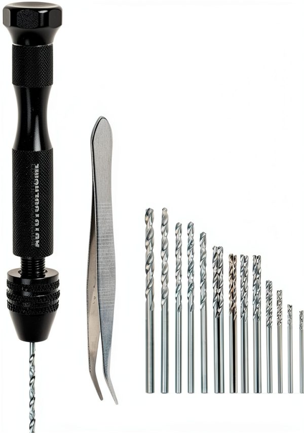 Precision Pin Vise Hand Drill AUTOTOOLHOME Mini with 25 HSS Twist Bits-0