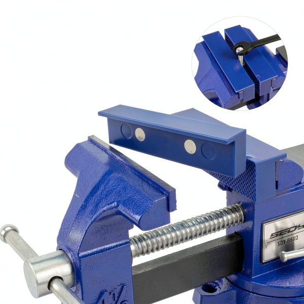 Heavy Duty Bench Vise 4.5 Inch: Table Clamp Woodworking Vice Press Drill Tools Workbench Wood Metal Pipe Work Shop Block Swivel Slide Cross Welding Machine Kit Milling Grip Precision Magnetic Jaw Pad-4