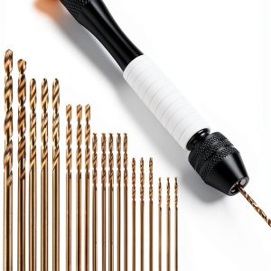 Pin Vise Hand Drill Korwuira Stainless Steel with 22pcs Bits Golden-0