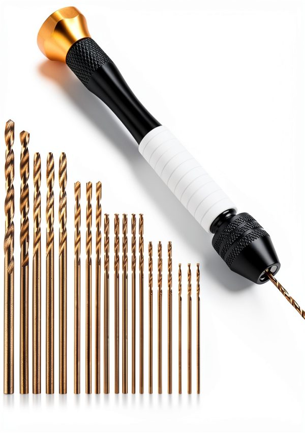 Pin Vise Hand Drill Korwuira Stainless Steel with 22pcs Bits Golden-0