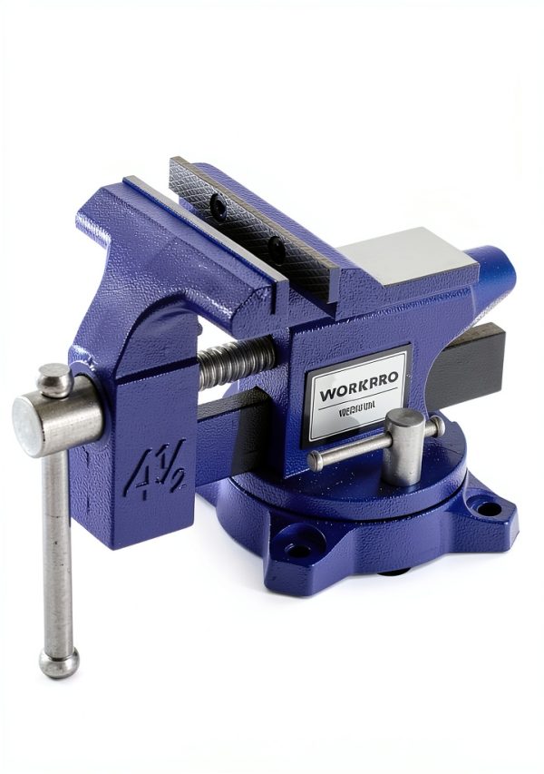 Bench Vise WORKPRO 4-1/2" Swivel Base Iron Vise for Woodworking-1