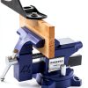 Bench Vise WORKPRO 4-1/2" Swivel Base Iron Vise for Woodworking-2