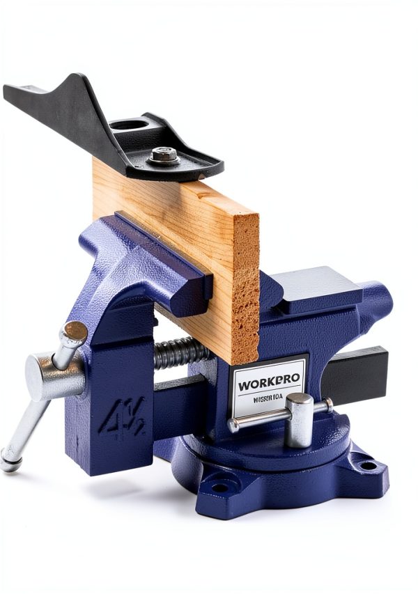 Bench Vise WORKPRO 4-1/2" Swivel Base Iron Vise for Woodworking-2