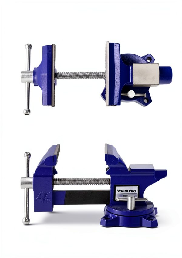 Bench Vise WORKPRO 4-1/2" Swivel Base Iron Vise for Woodworking-3